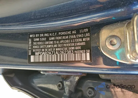 2010 Porsche Panamera S z USA, uszkodzony, nr VIN WP0AB2A71AL062383